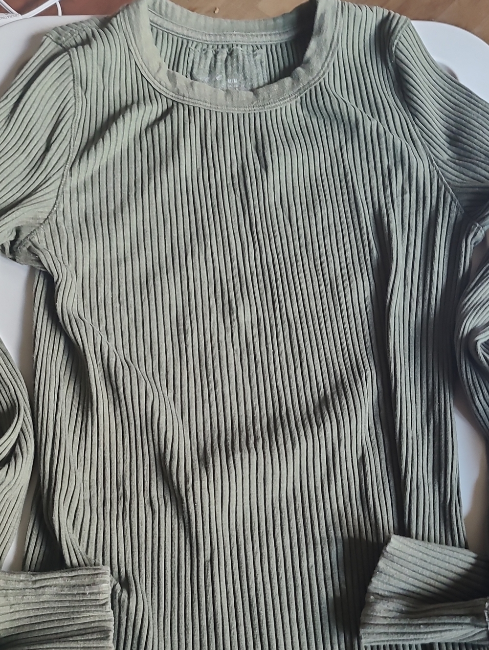 aerie Ribbed Long-Sleeve Crewneck Top - Sage